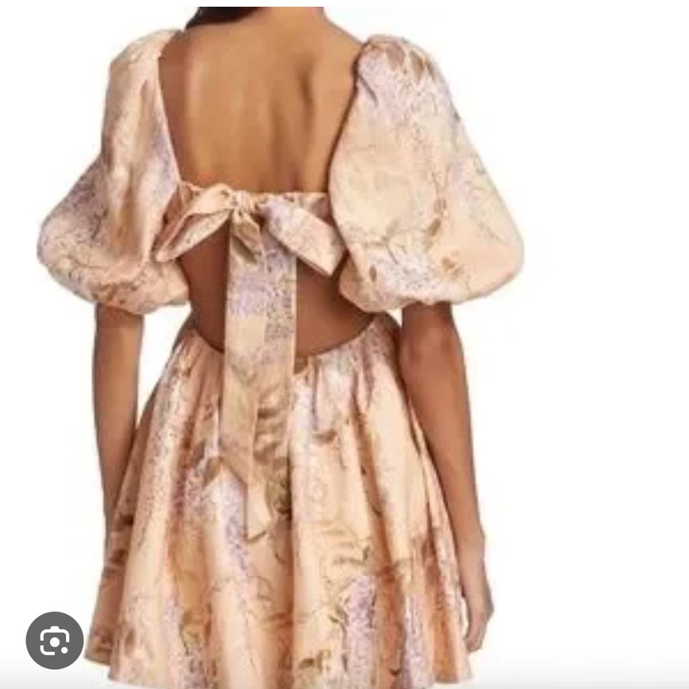 Zimmermann Tan and Cream Off the Shoulder Puff Sleeve Sundress